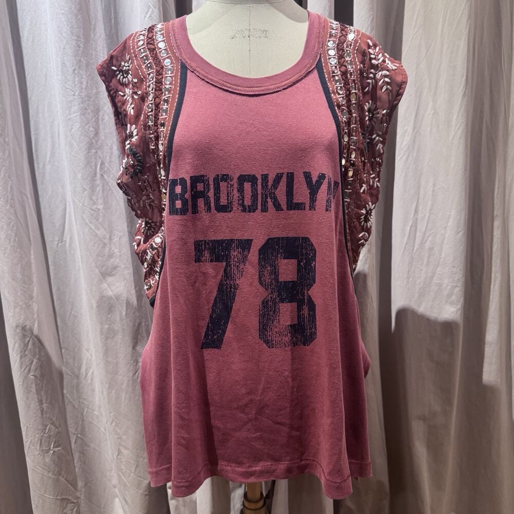 We The Free Embroidered Mirror Oversized Top (24”Pit To Pit) Marked “ M” Unworn